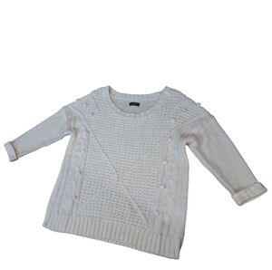 Yessica Winter White Pullover Grandma Core Sweater Ladies Medium Nubby Texture